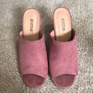 Pink heeled slip on Shoes